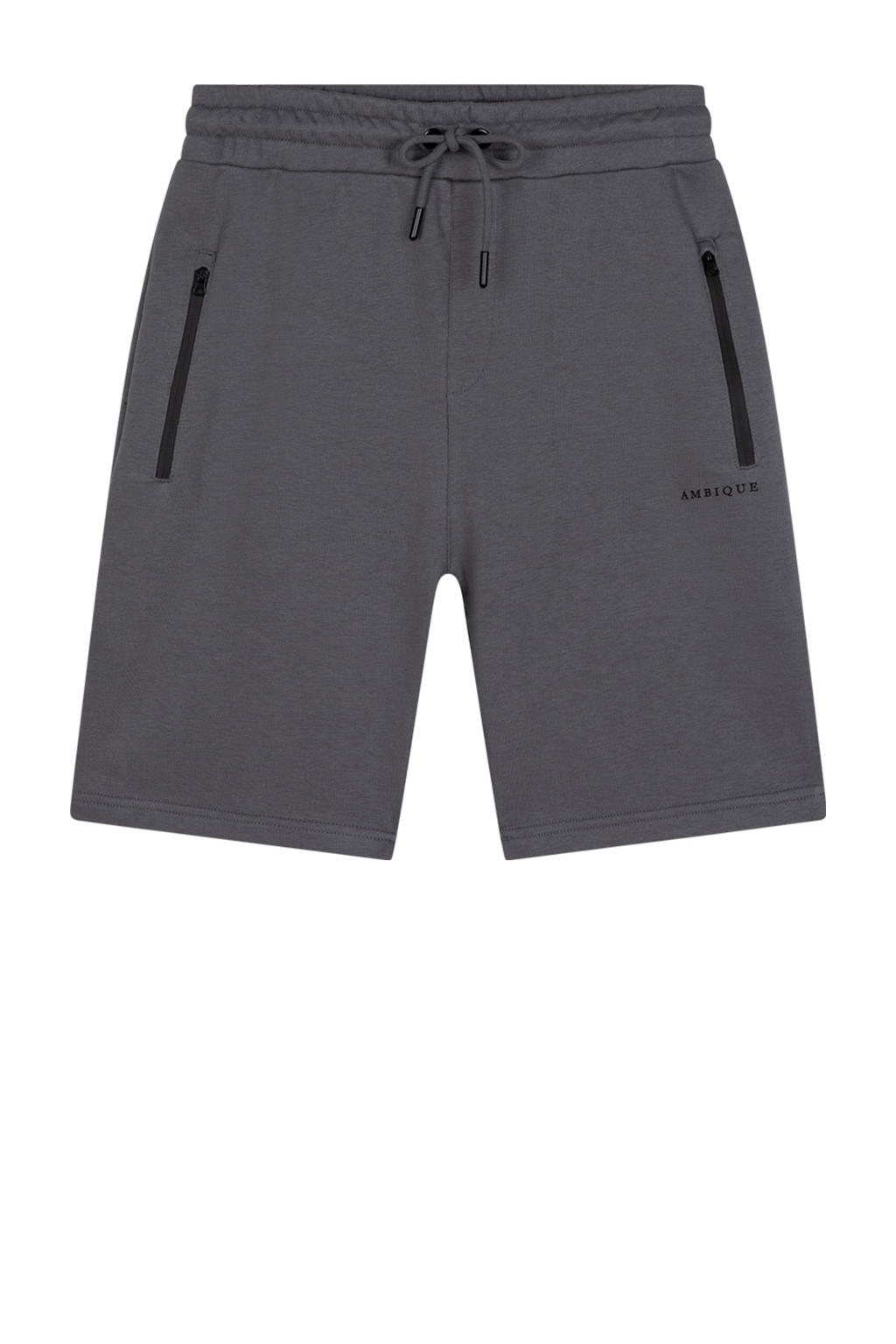 Grijze jongens Ambique sweatshort met elastische tailleband met koord en logo dessin