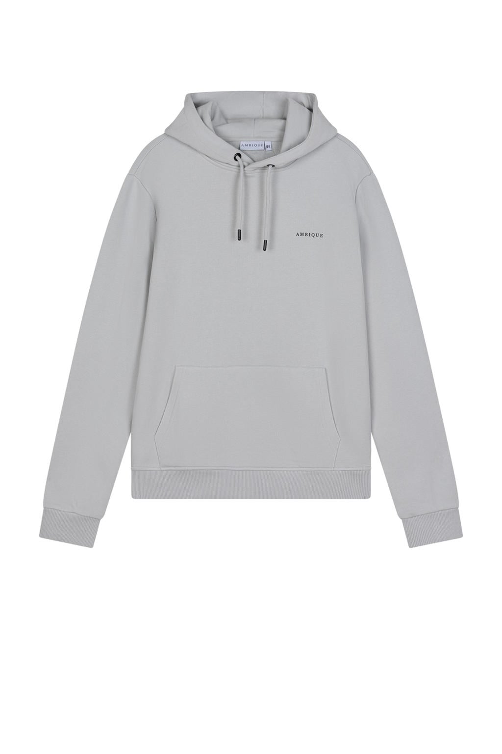 Lichtgrijze jongens Ambique sweater met logo dessin, lange mouwen, capuchon en geribde boorden