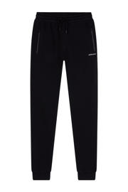 thumbnail: Zwarte jongens Ambique slim sweatpant van katoen met regular waist, elastische tailleband met koord en logo dessin