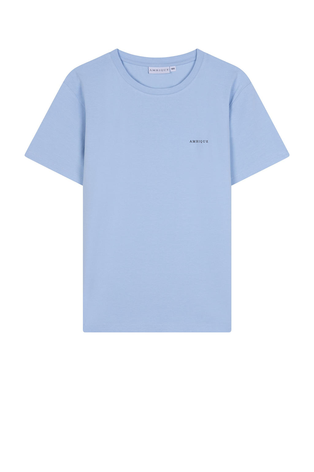 Lichtblauwe jongens Ambique T-shirt van katoen met logo dessin, korte mouwen en ronde hals
