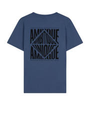 thumbnail: Donkerblauw en zwarte jongens Ambique t-shirt van stretchkatoen met backprint, korte mouwen en ronde hals