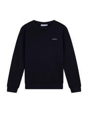 thumbnail: Marineblauwe jongens Ambique sweater met logo dessin, lange mouwen, ronde hals en geribde boorden