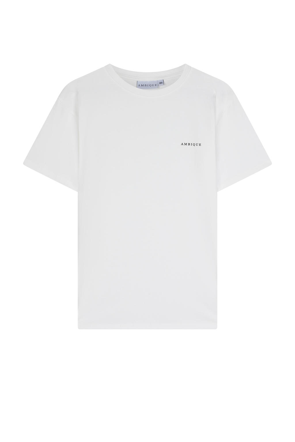 Ecru jongens Ambique -shirt van stretchkatoen met logo dessin, korte mouwen en ronde hals