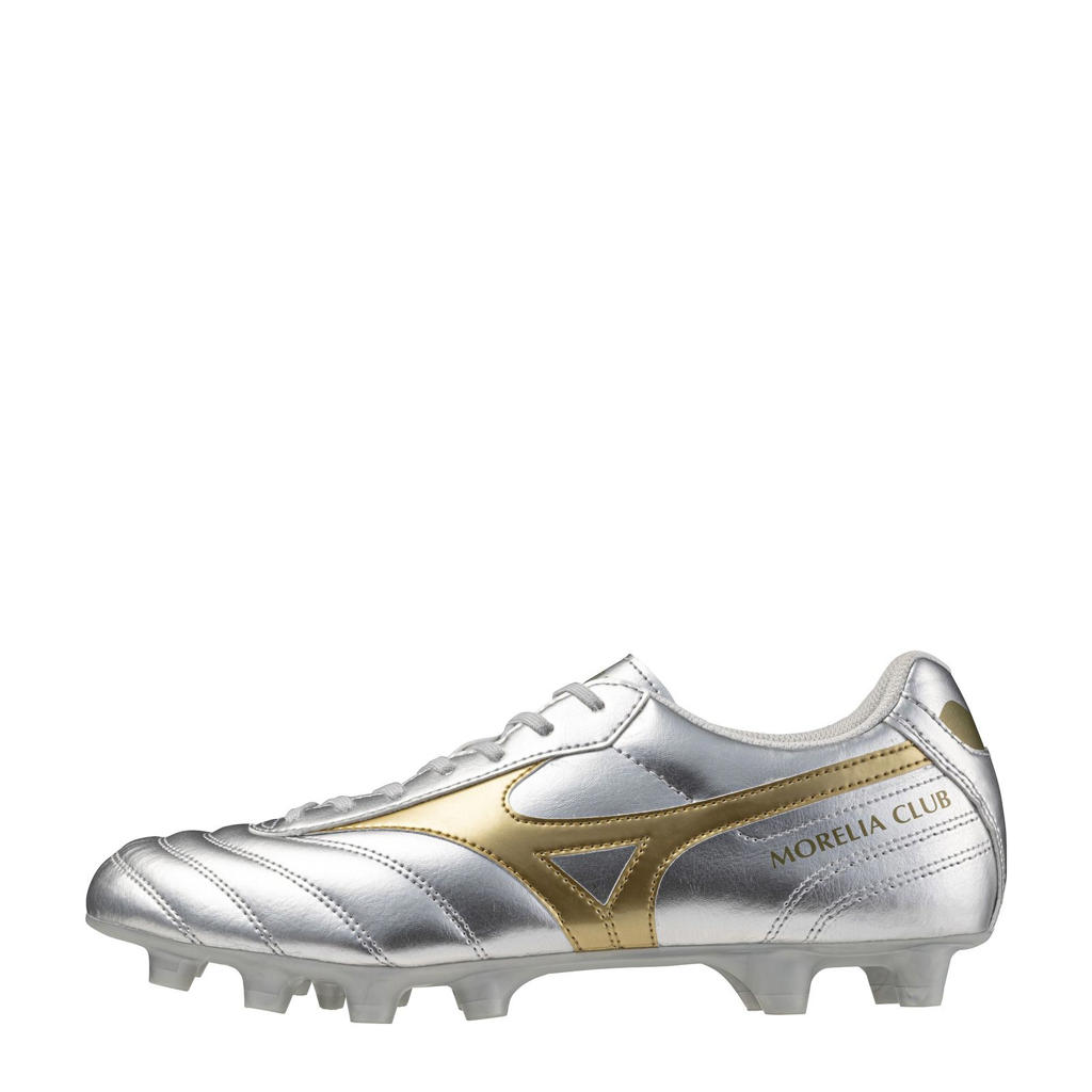 Zilverkleurige unisex Mizuno Morelia II Club voetbalschoenen van imitatieleer/voering: mesh/voetbed: eva met veters