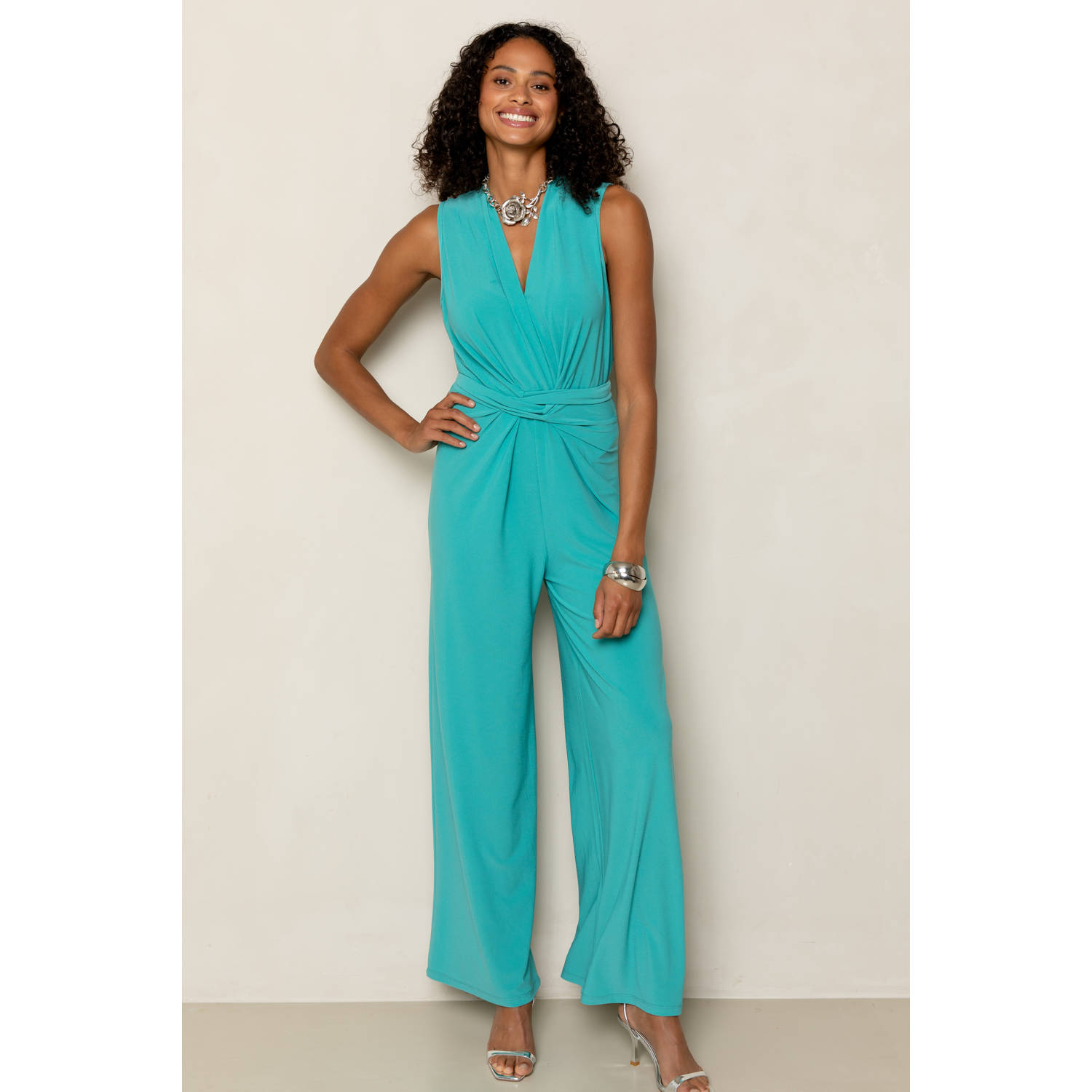 Freebird aansluitend jumpsuit turquoise
