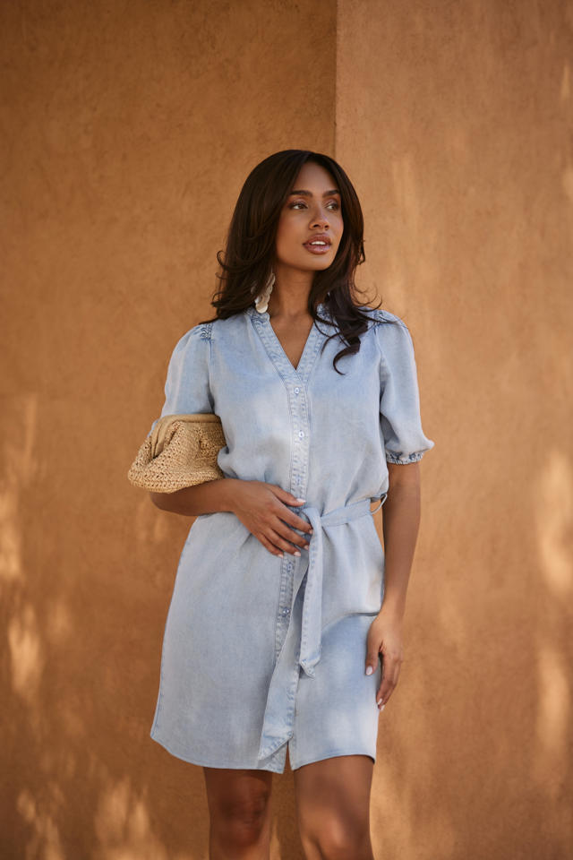 Jurkje Jeansjurken Dames Freebird Denim Spijkerjurk Light Blue