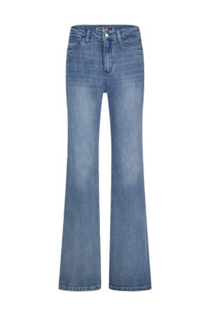 high waist flared jeans medium blue denim
