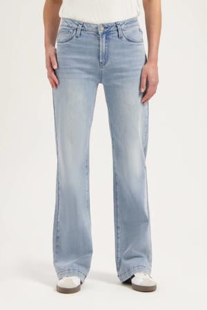 high waist light blue denim