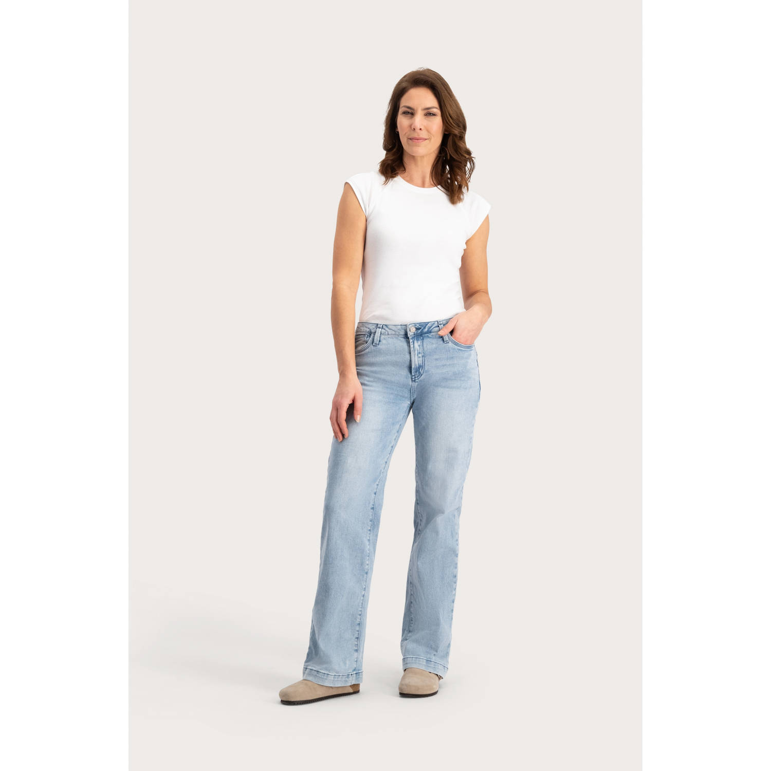 Florez Sophie Straight Jeans Blue Dames