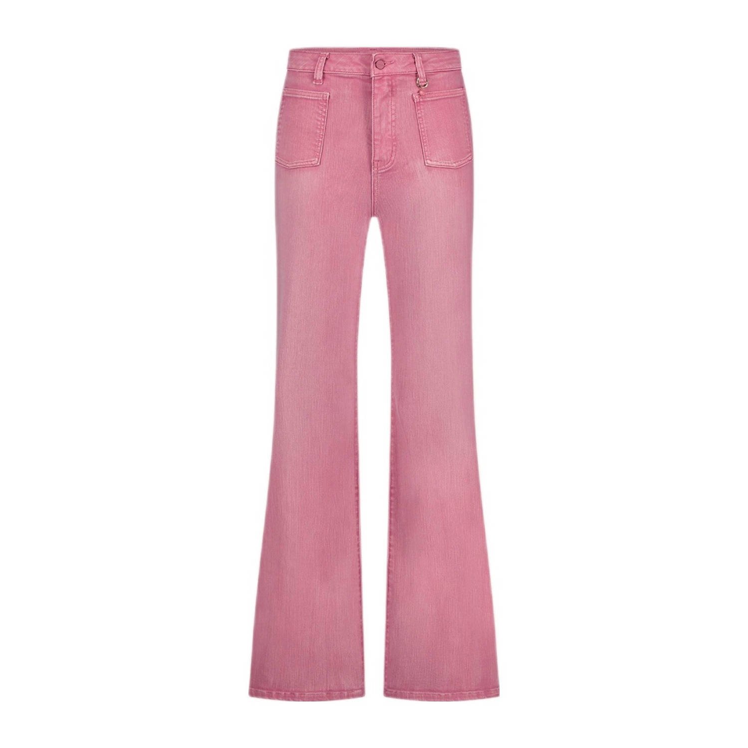 Florez high waist flared jeans roze
