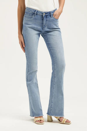 high waist flared jeans light blue denim