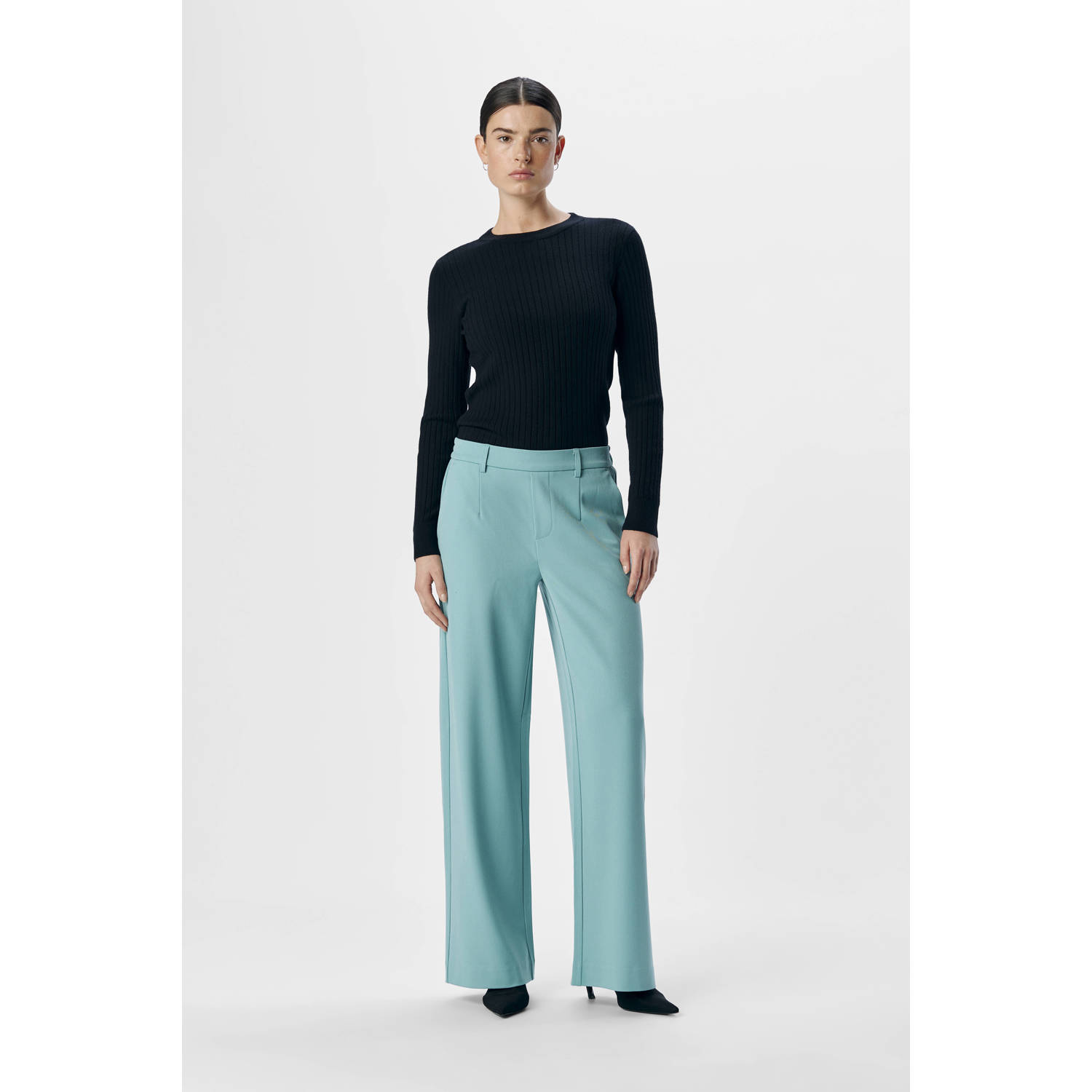OBJECT wide leg regular waist pantalon turquoise