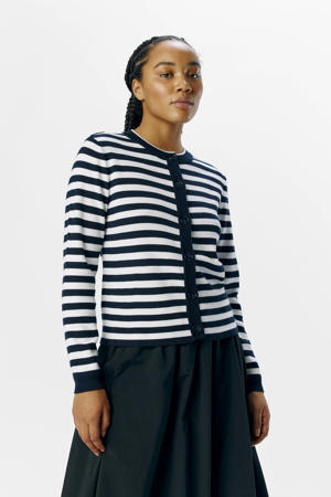 gebreid vest marine/wit