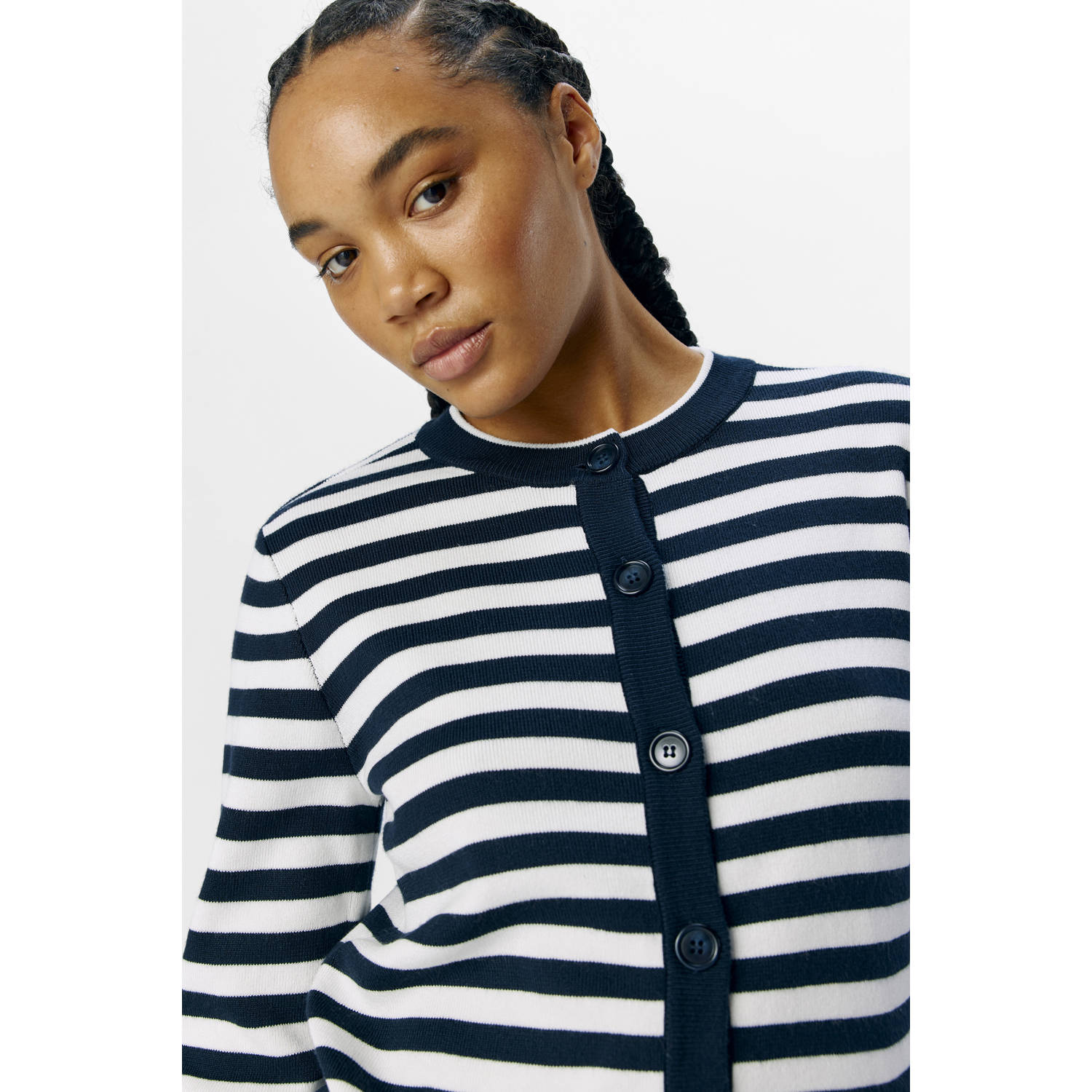 OBJECT gebreid vest marine wit