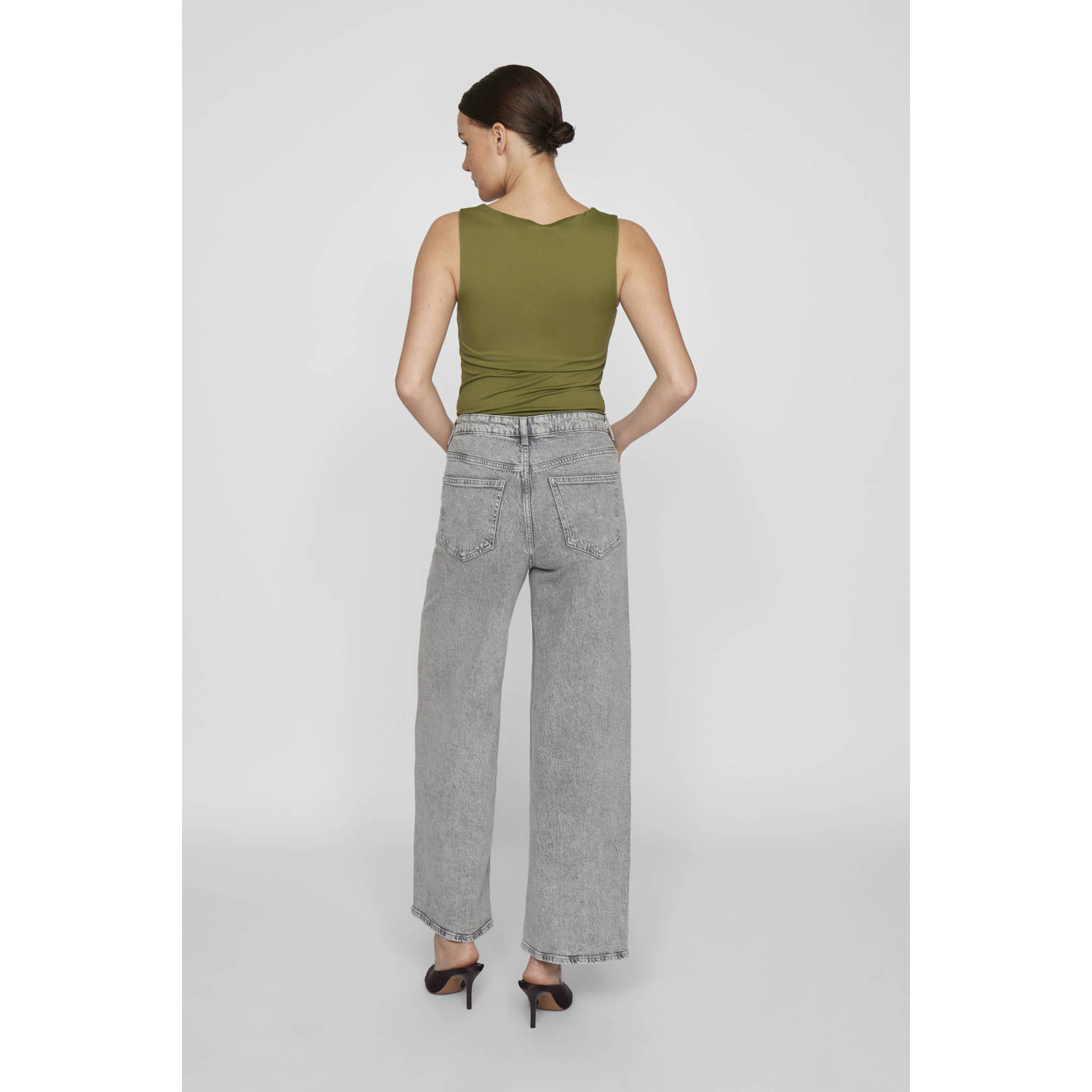 VILA high waist wide leg jeans grey