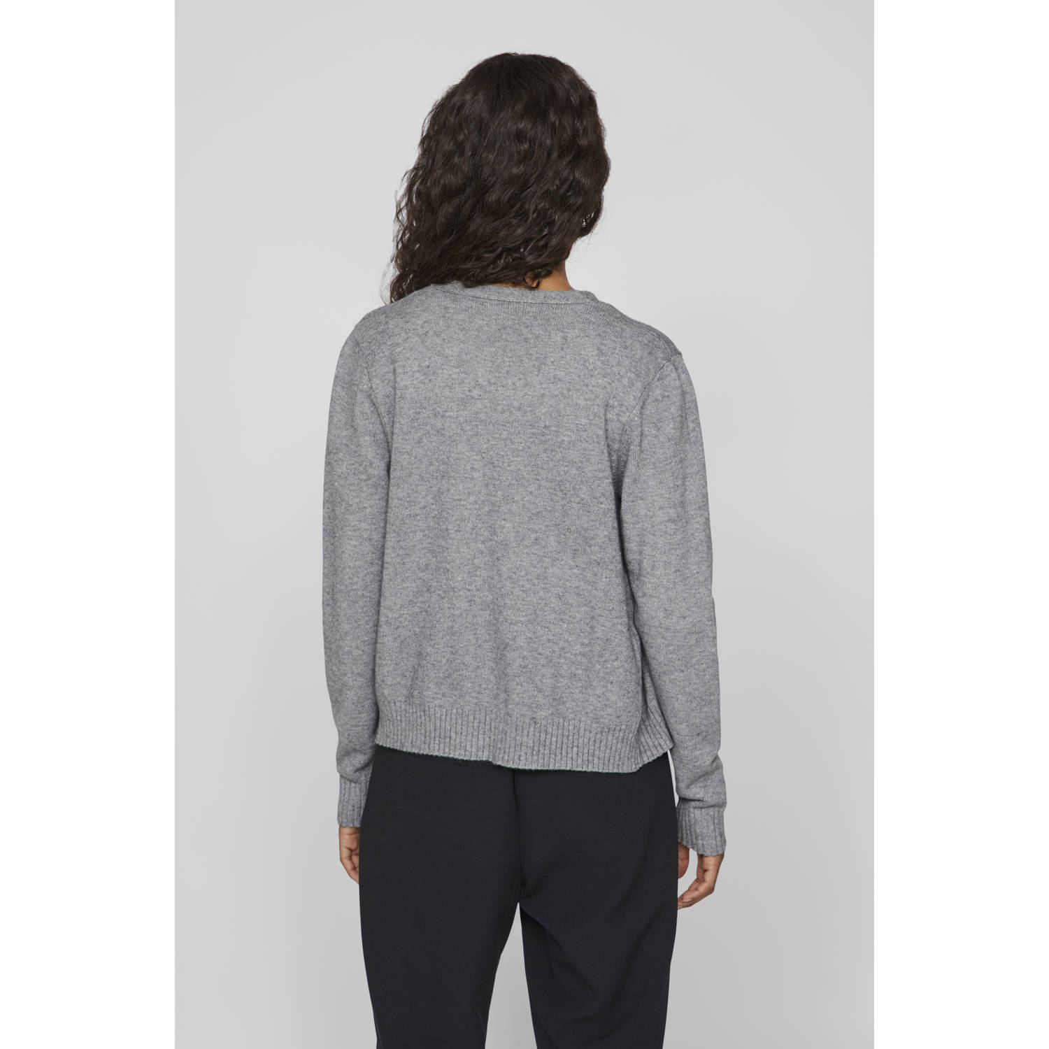 VILA gebreid vest grijs melange