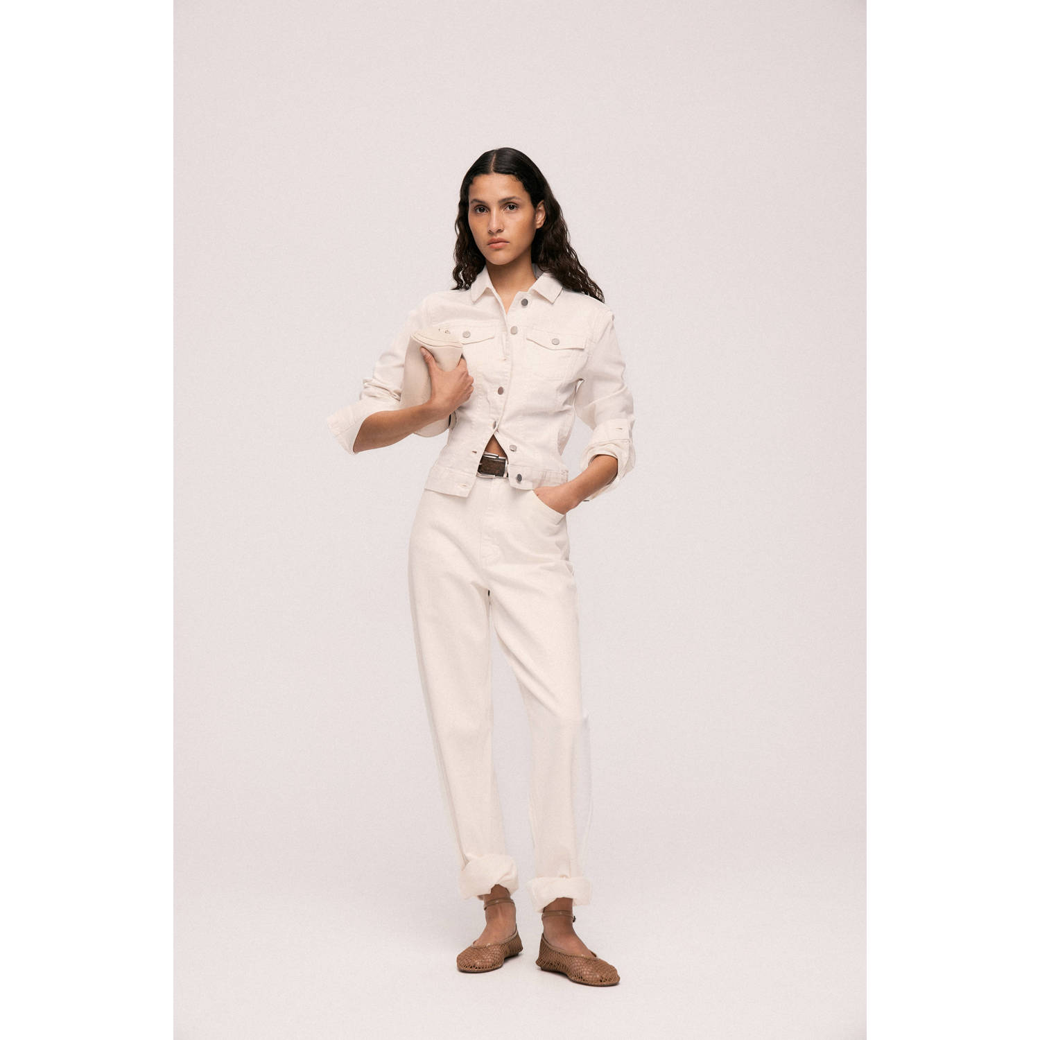 VILA high waist straight fit jeans ecru