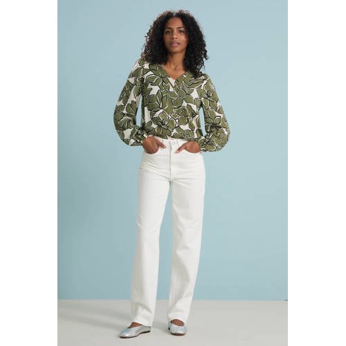 VILA high waist straight fit jeans ecru afbeelding