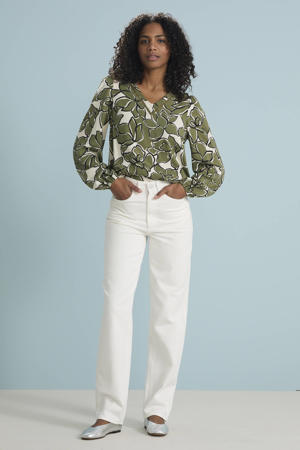 high waist straight fit jeans ecru