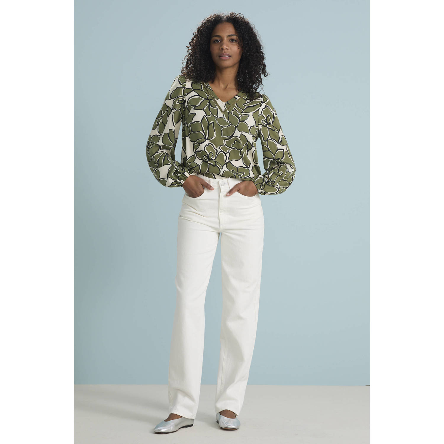VILA high waist straight fit jeans ecru