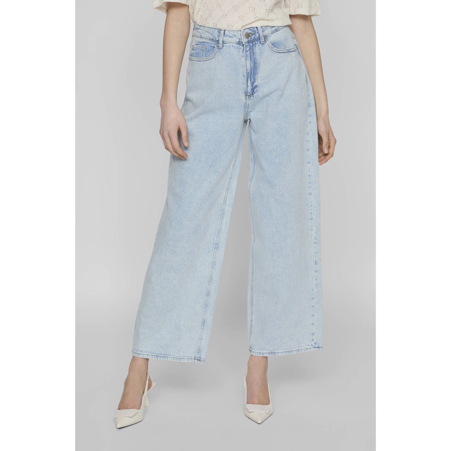 VILA high waist wide leg jeans light blue