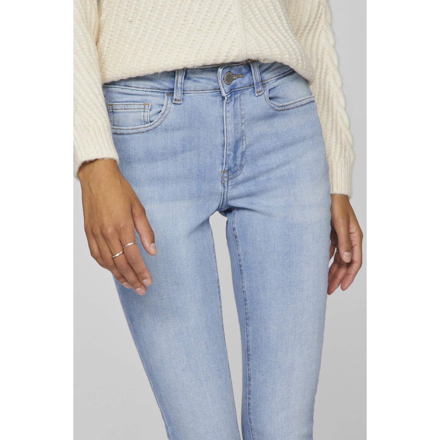 VILA regular waist skinny jeans light blue denim