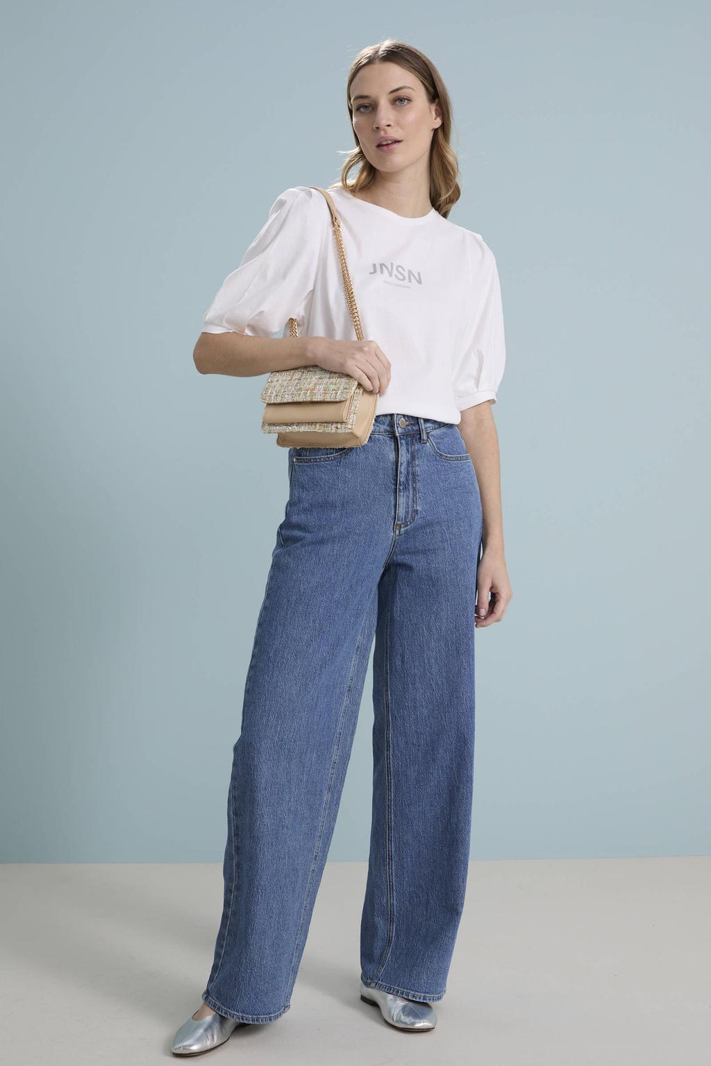 VILA high waist wide leg jeans medium blue