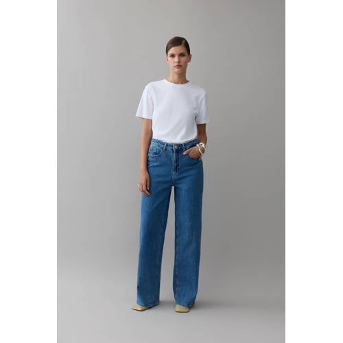 VILA high waist wide leg jeans medium blue afbeelding