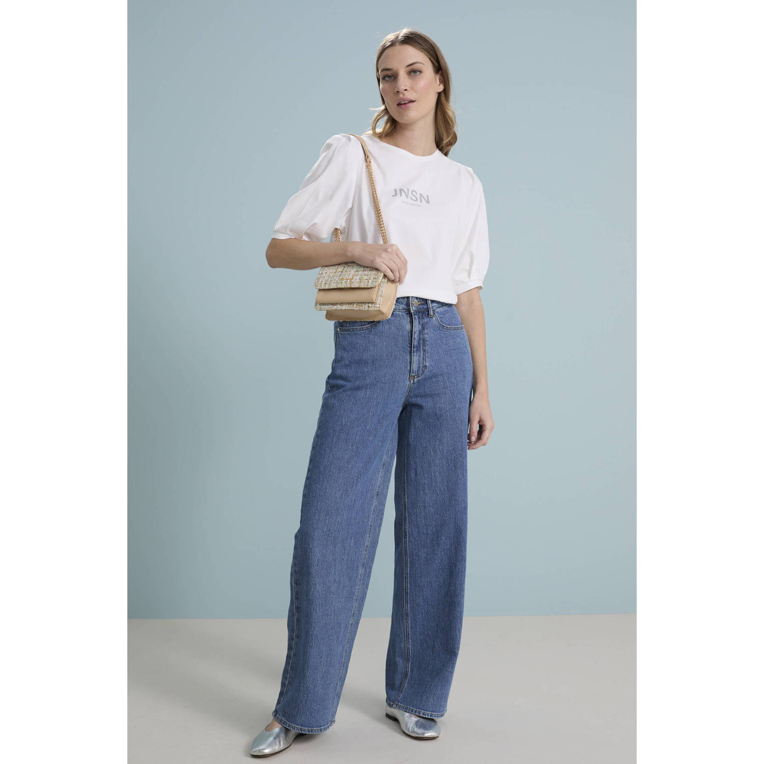 VILA high waist wide leg jeans medium blue