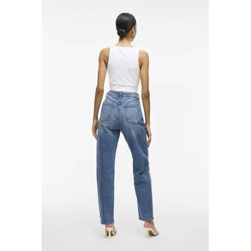 VILA high waist straight fit jeans medium blue denim afbeelding