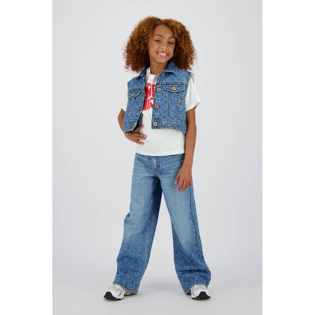 Witte meisjes Vingino T-shirt van katoen met printopdruk, korte mouwen en ronde hals