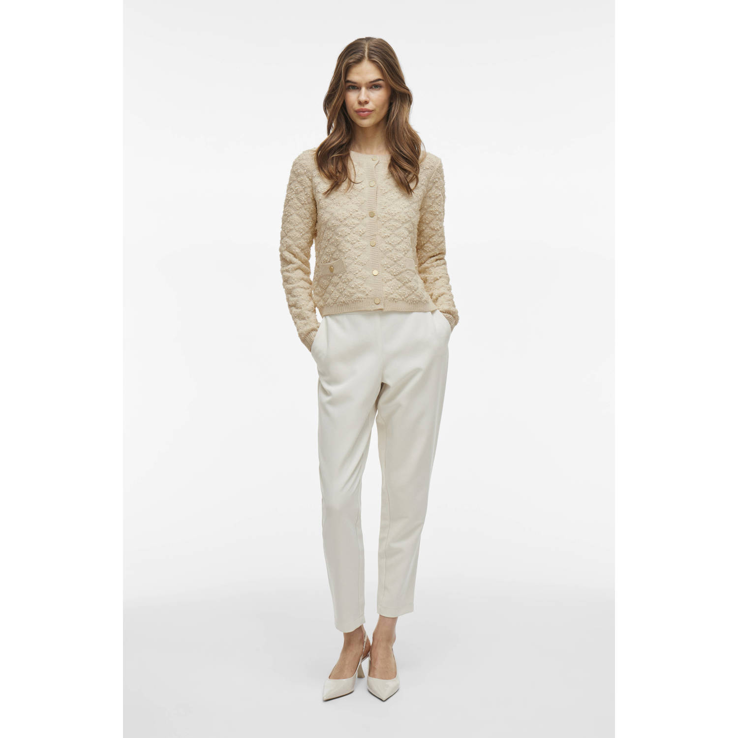 VILA gebreid vest beige