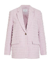 thumbnail: Roze dames VILA regular blazer van polyester met effen, lange mouwen, reverskraag, knoopsluiting en textuur