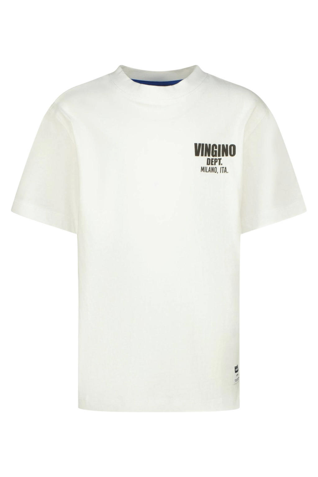 Witte jongens Vingino T-shirt van katoen met logo dessin, korte mouwen en ronde hals