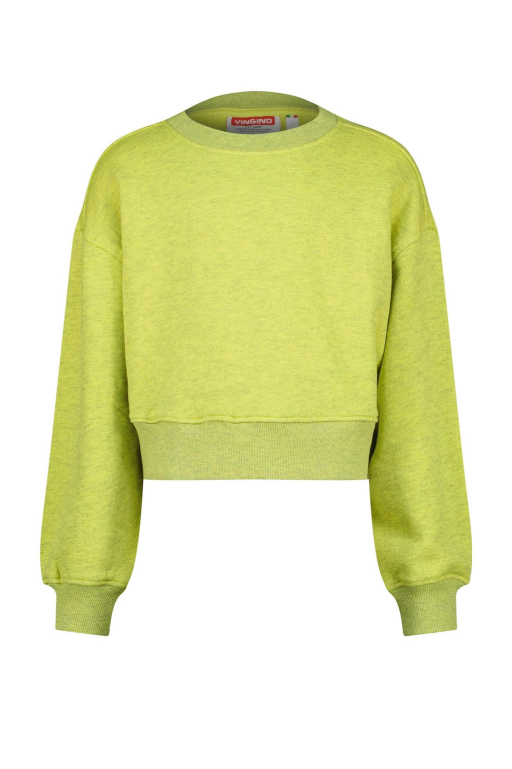 Groene meisjes Vingino sweater met effen, lange mouwen en ronde hals