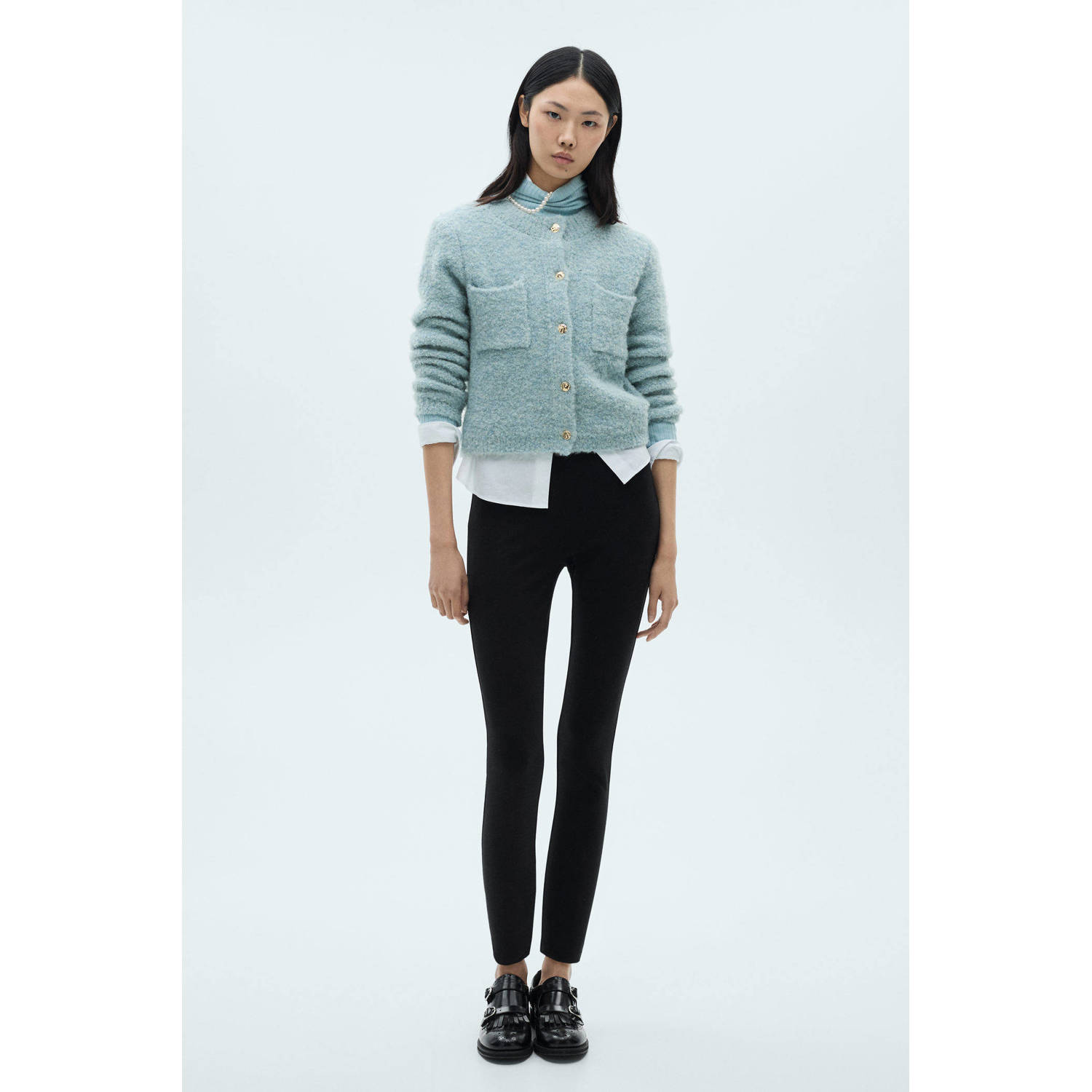 Mango gebreid vest lichtblauw