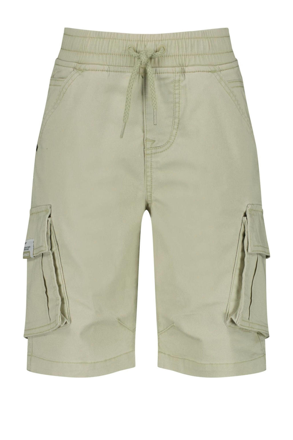 Groene jongens Vingino regular cargo short van stretchkatoen met elastische tailleband met koord en effen