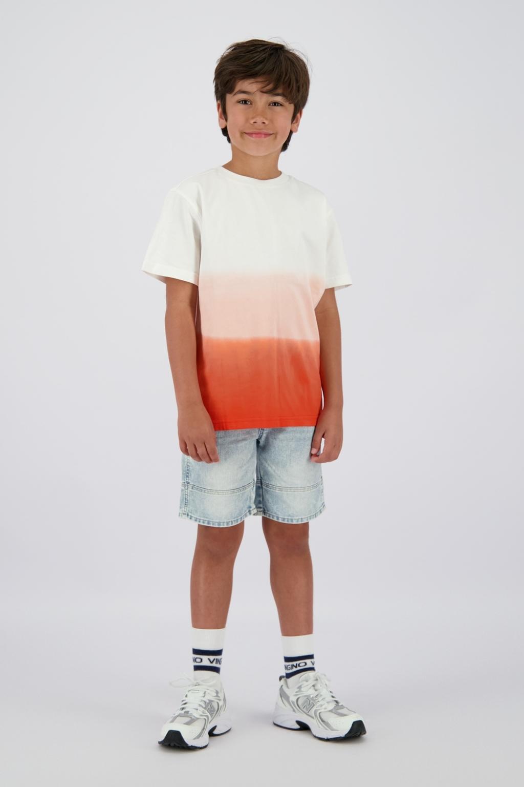 Light blue denim jongens Vingino regular short van denim met elastische tailleband met koord en effen