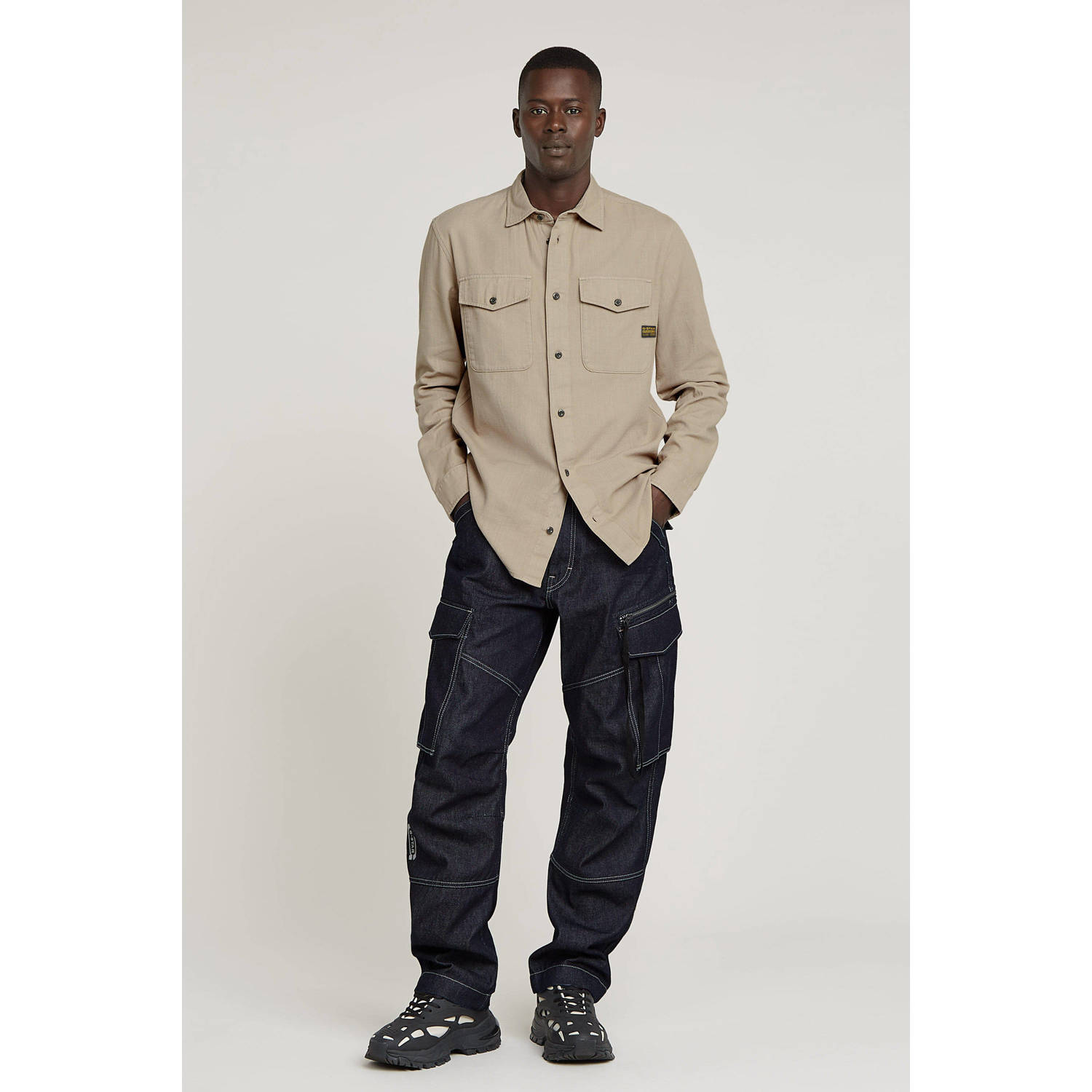 G-STAR slim fit denim overhemd Marine kaki