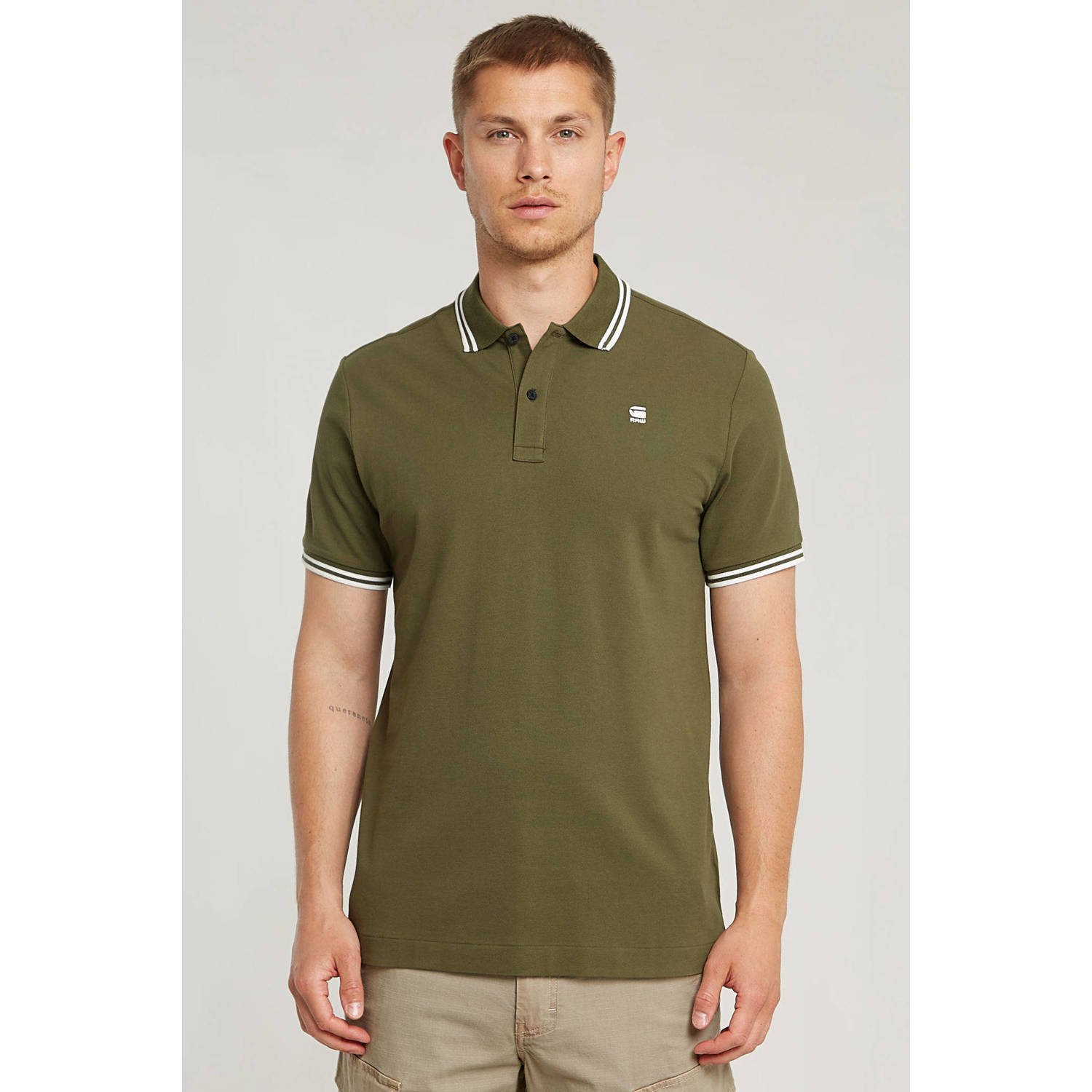 G-Star RAW Dunda Slim Stripe Polo Groen Heren