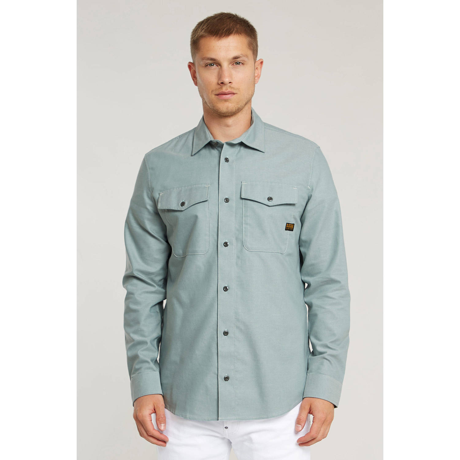 G-STAR slim fit denim overhemd Marine grijsblauw
