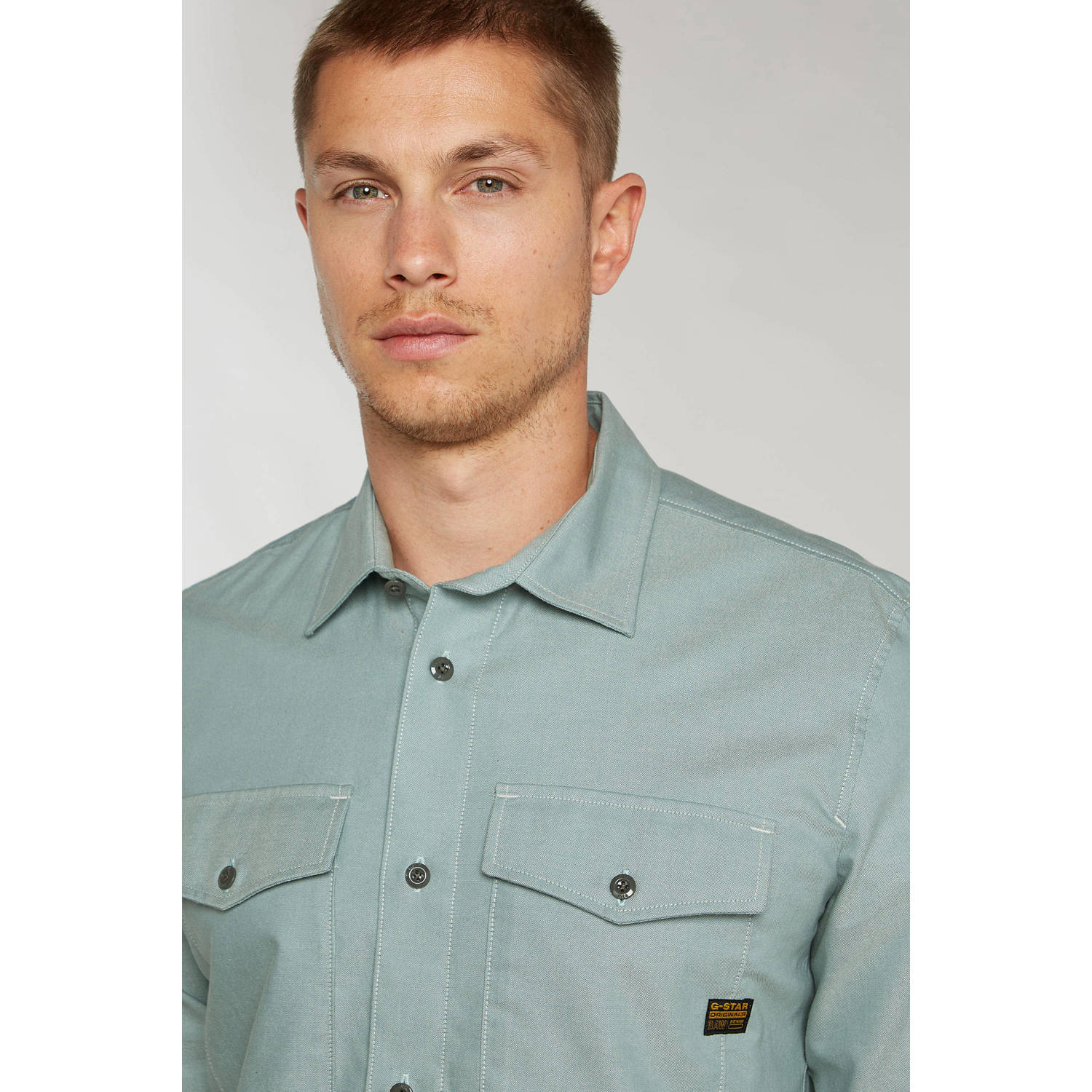 G-STAR slim fit denim overhemd Marine grijsblauw