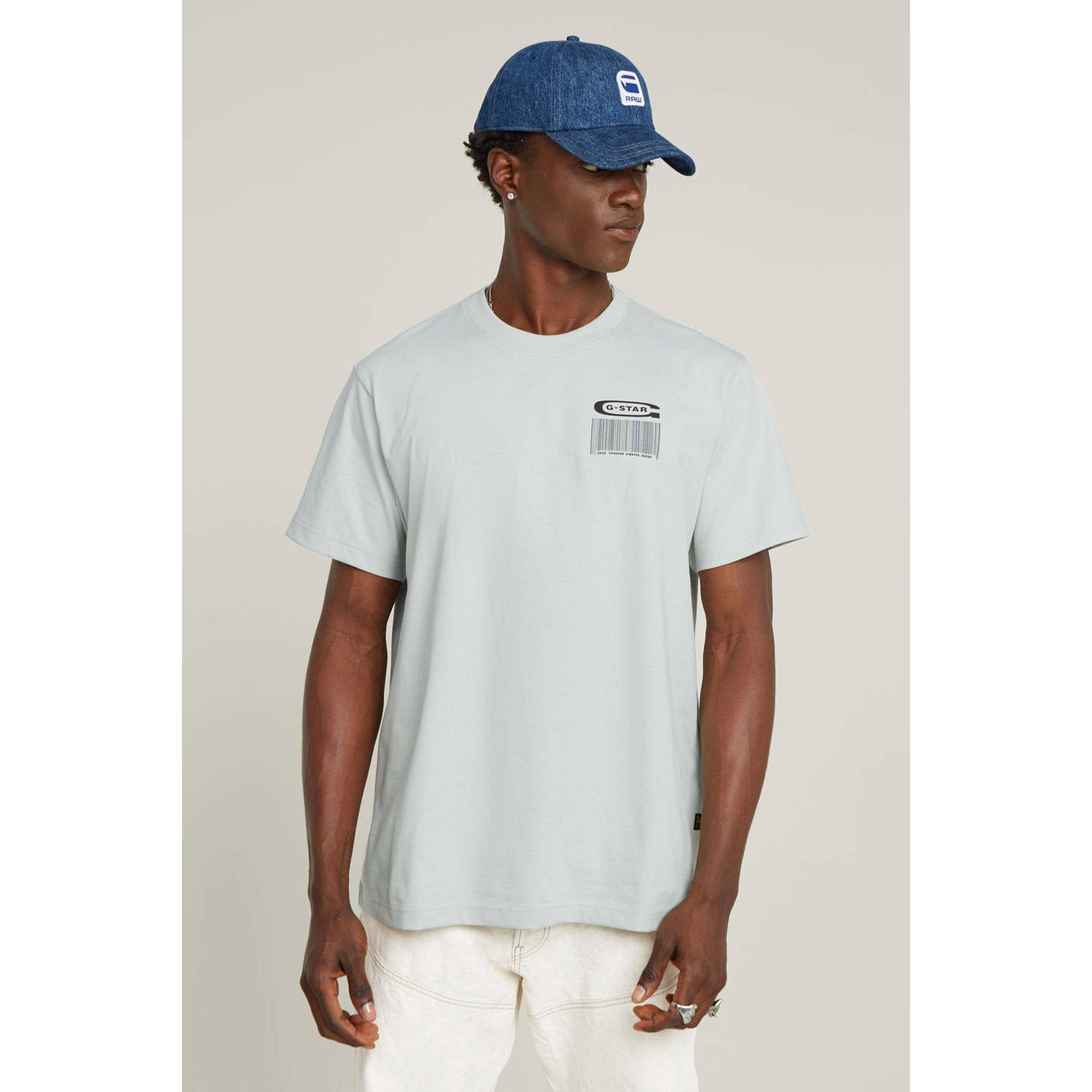 G-Star RAW Barcode Back Graphic Loose T-Shirt Grijs Heren