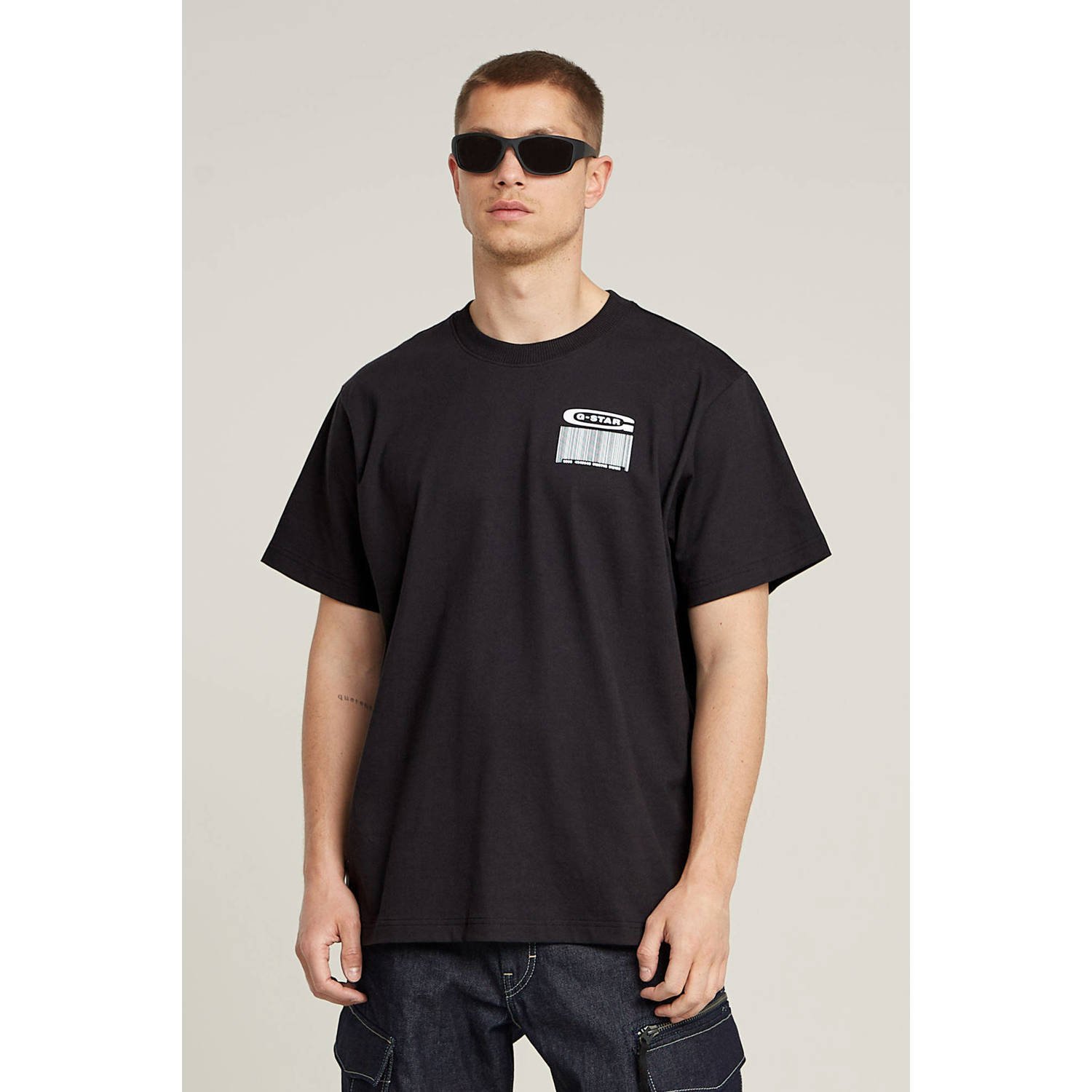 G-Star RAW Barcode Back Graphic Loose T-Shirt Zwart Heren
