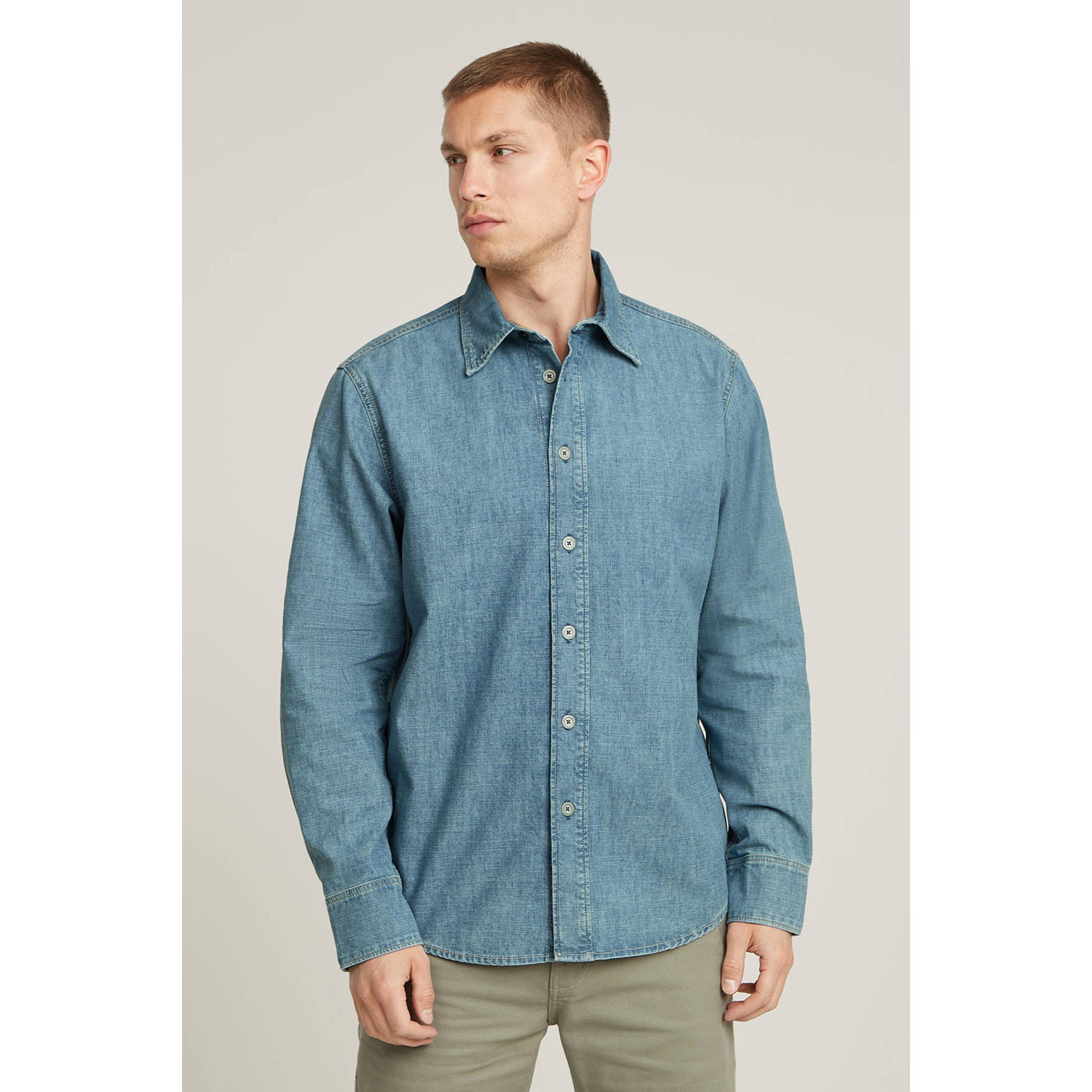 G-Star RAW Regular Denim Shirt Lichtblauw Heren