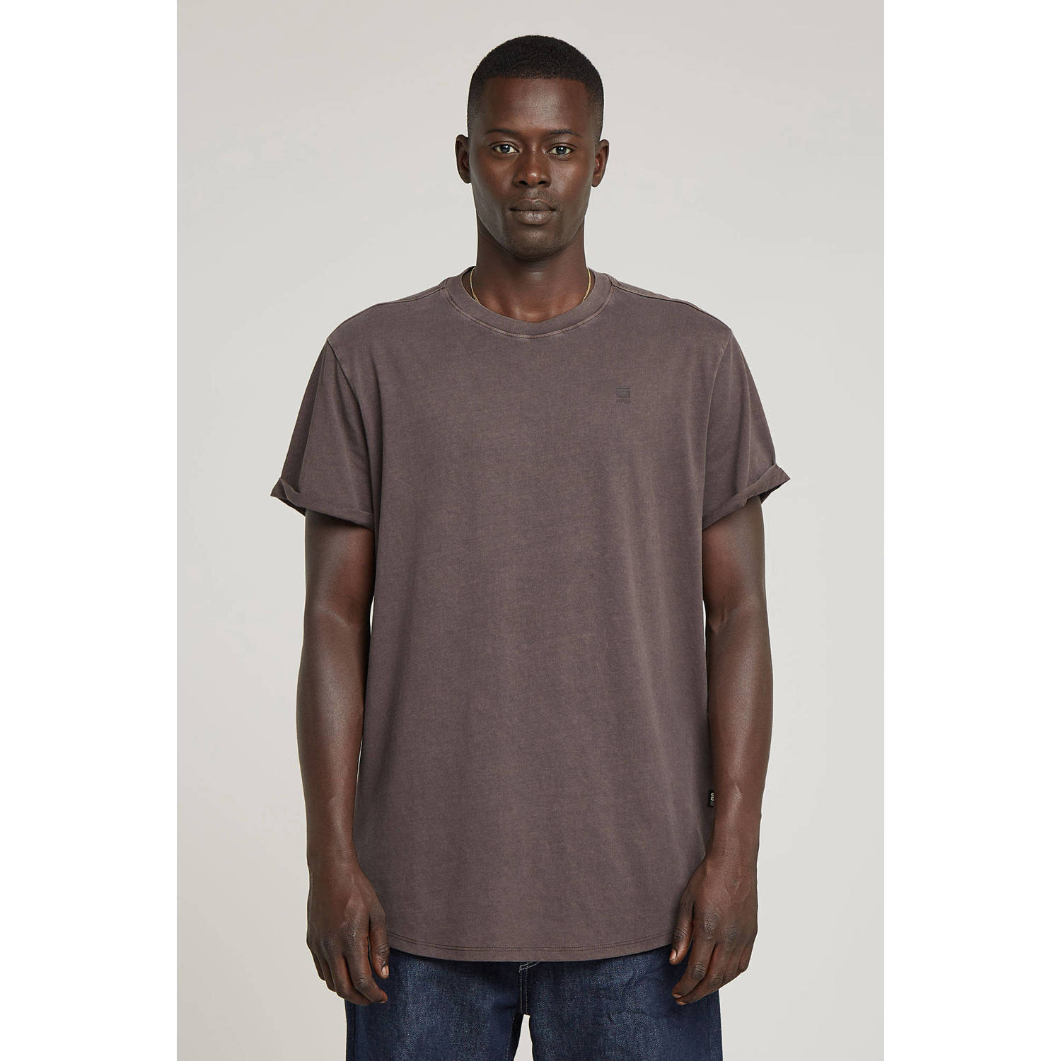 G-Star RAW Text Back Graphic Overdyed Lash T-Shirt Bruin Heren