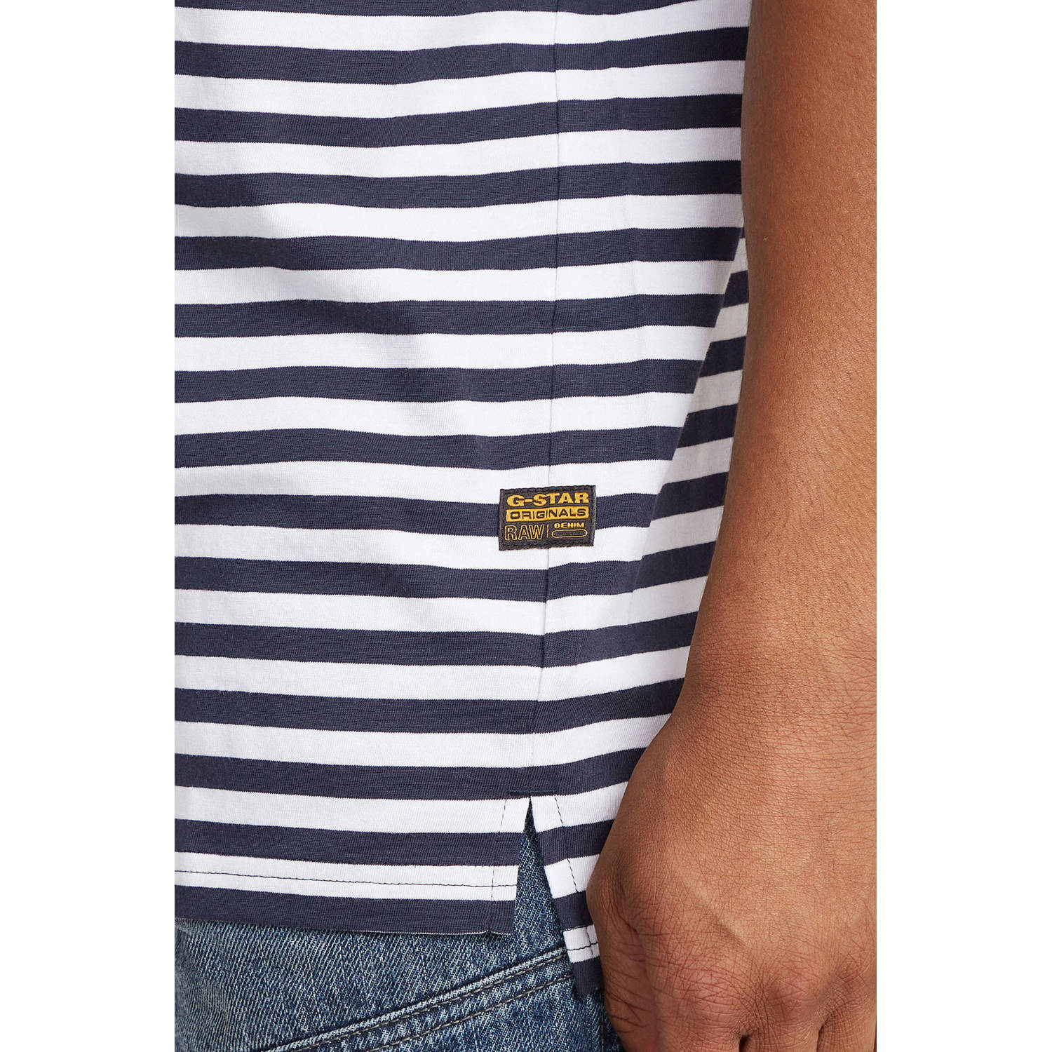 G-STAR T-shirt Nifous stripe donkerblauw