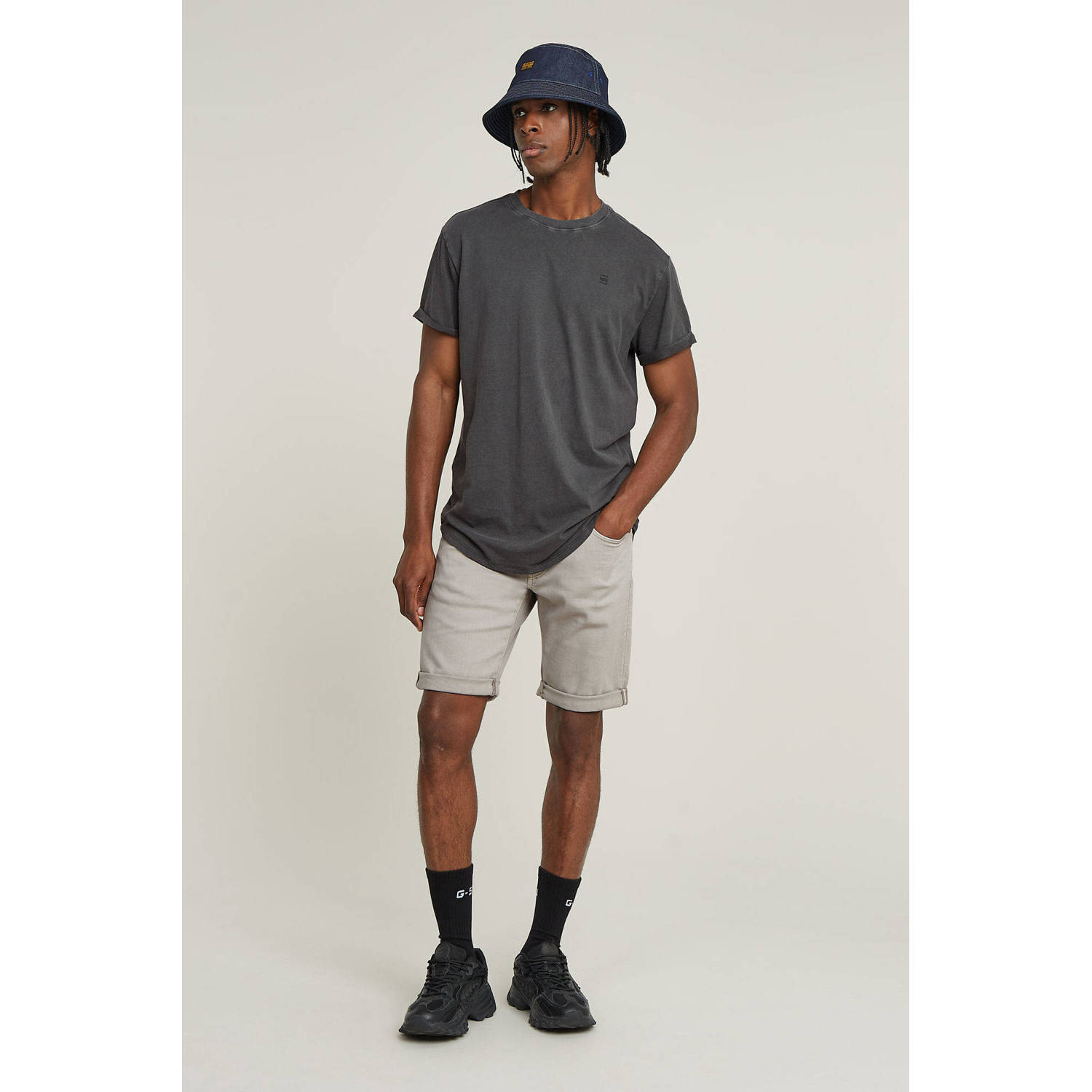 G-STAR 3301 slim denim short lichtgrijs
