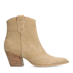   suède cowboylaarzen beige