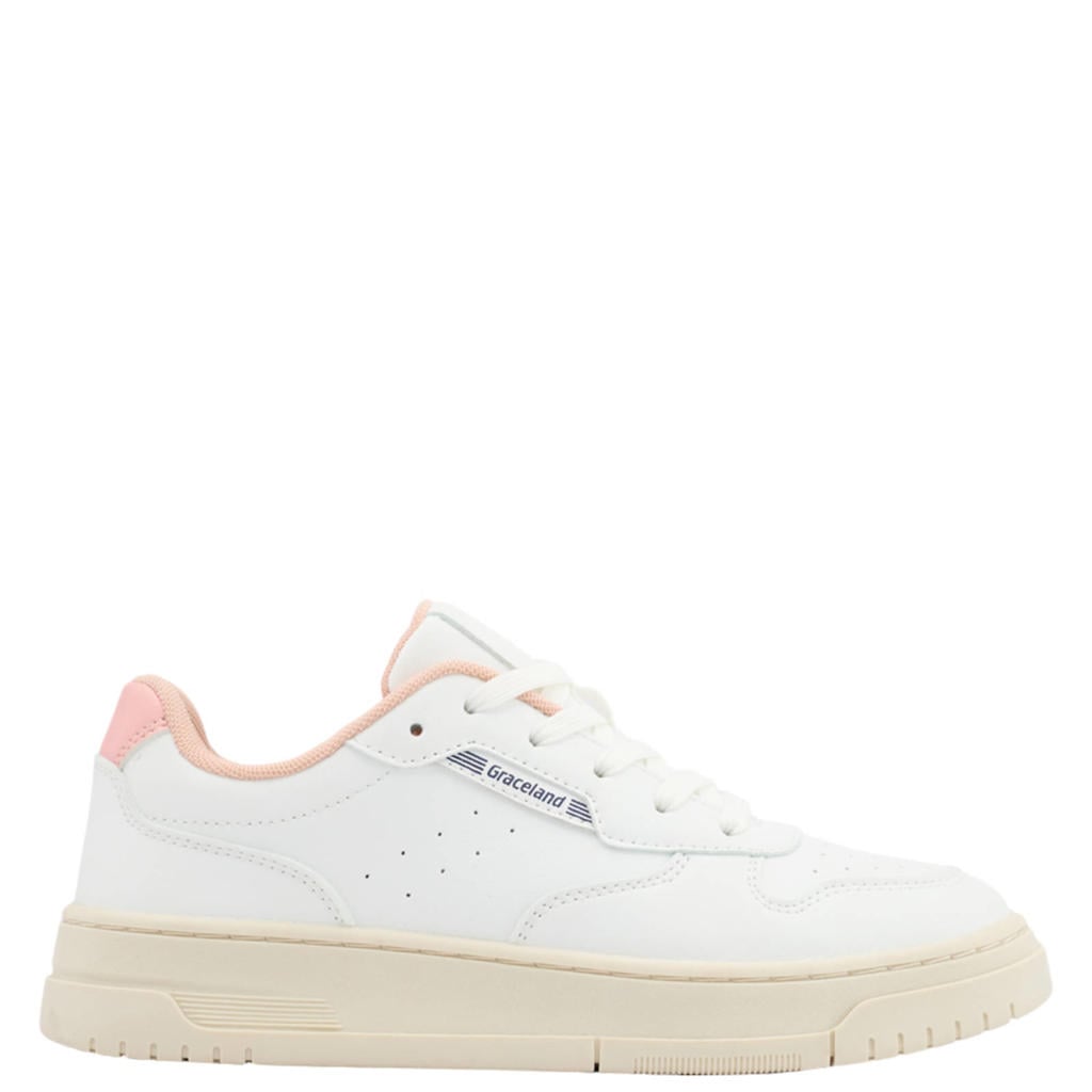 Witte dames Graceland sneakers van textiel/synthetisch met veters